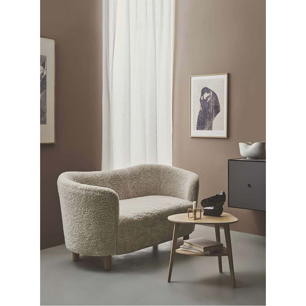 Mingle Sofa - Off White Sheepskin, Natural Oak