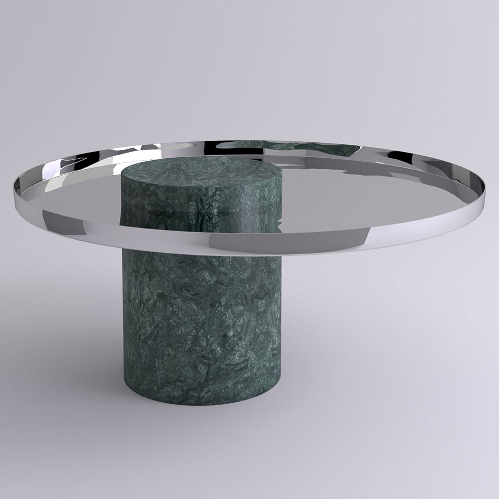 Salute Low Coffee Table - Polished Steel