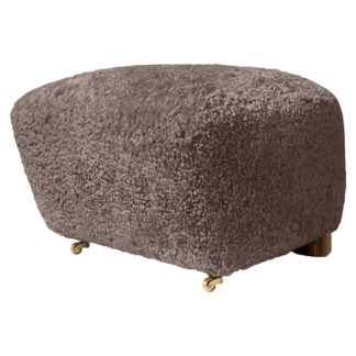 The Tired Man Footstool - Sahara Sheepskin, Smoked Oak