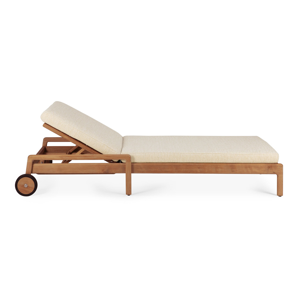 Jack Outdoor Adjustable Lounger With Cushion - Teak, Natural