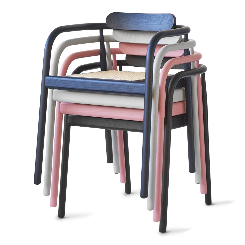 Ahm Chair - Navy Blue, Cane Seat