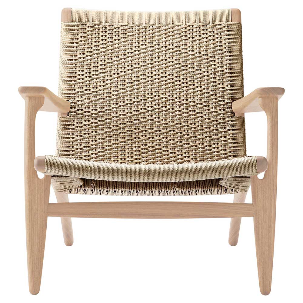 CH25 Easy Lounge Chair - Natural Paper Cord, Oak White Oil
