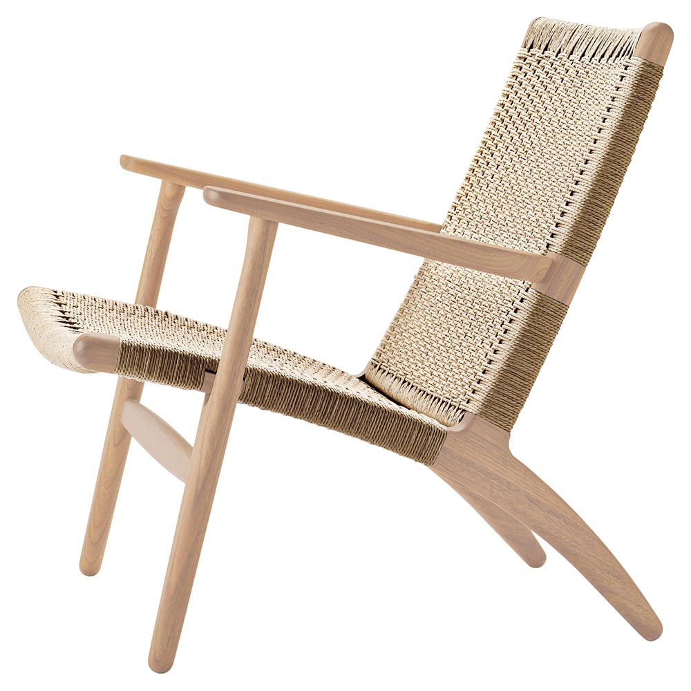 CH25 Easy Lounge Chair - Natural Paper Cord, Oak White Oil