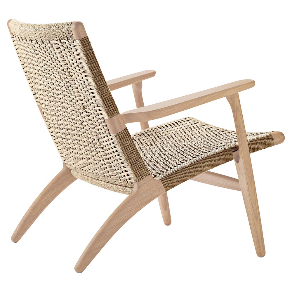 CH25 Easy Lounge Chair - Natural Paper Cord, Oak White Oil