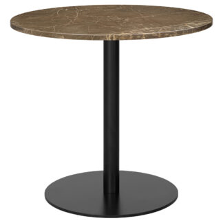 1.0 Round Dining Table - Brown Marble, Black