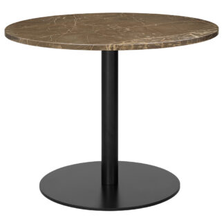 1.0 Round Lounge Table - Brown Marble, Black
