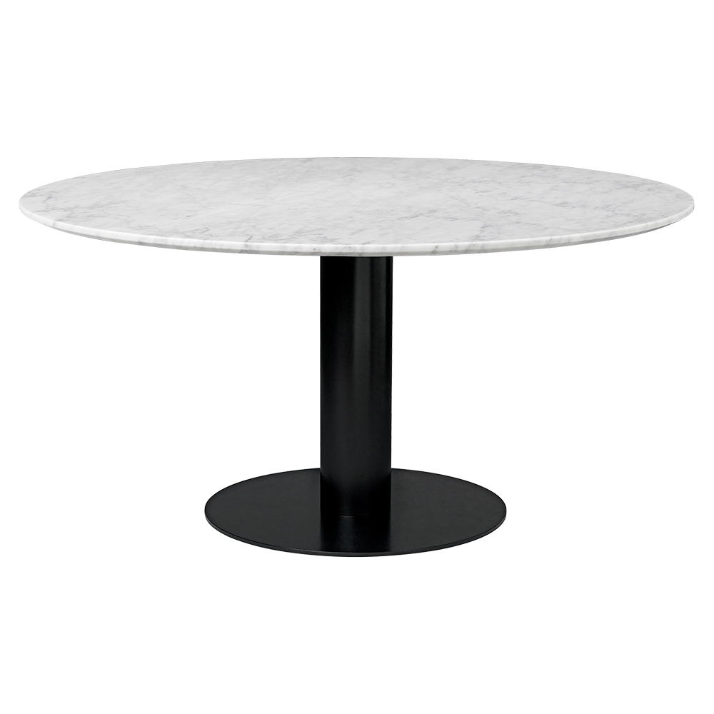 2.0 Round Dinning Table - White Marble, Black | Rouse Home