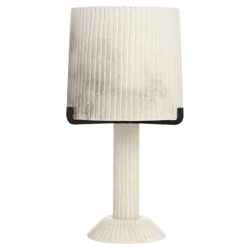 Acropolis Table Lamp - White Alabaster, Black Steel