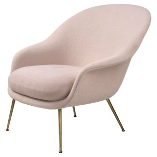 Bat Low Back Lounge Chair - Pink, Antique Brass Base
