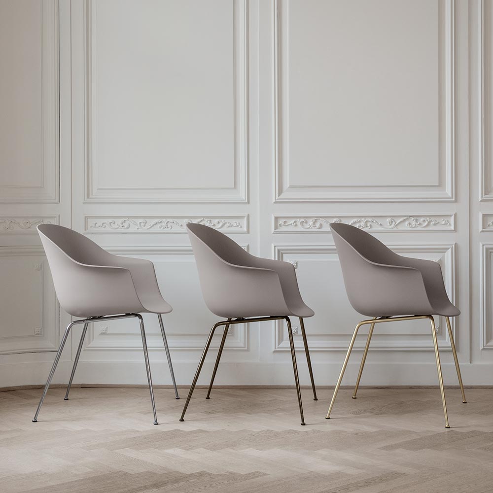 Bat Unupholstered Dining Chair - New Beige, Smoked Oak Base | Rouse Home