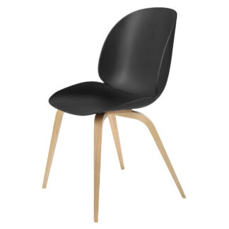 Beetle Dining Chair - Black, Oak Legs