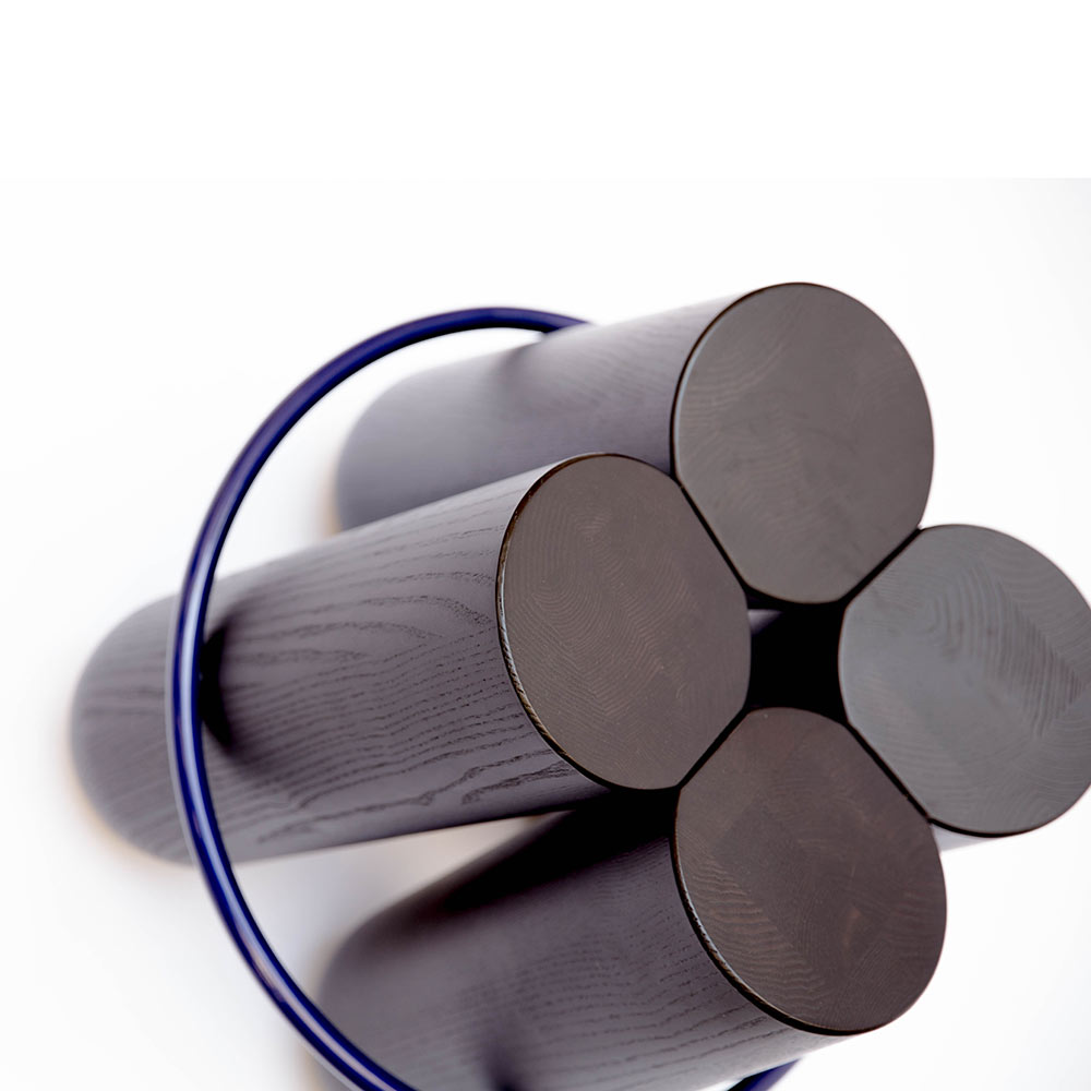 Bolt Stool - Black Stained Ash, Blue Ring | Rouse Home