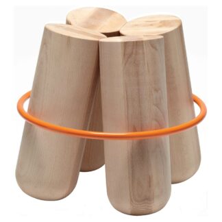 Bolt Stool - Natural Polished Maple, Orange Ring