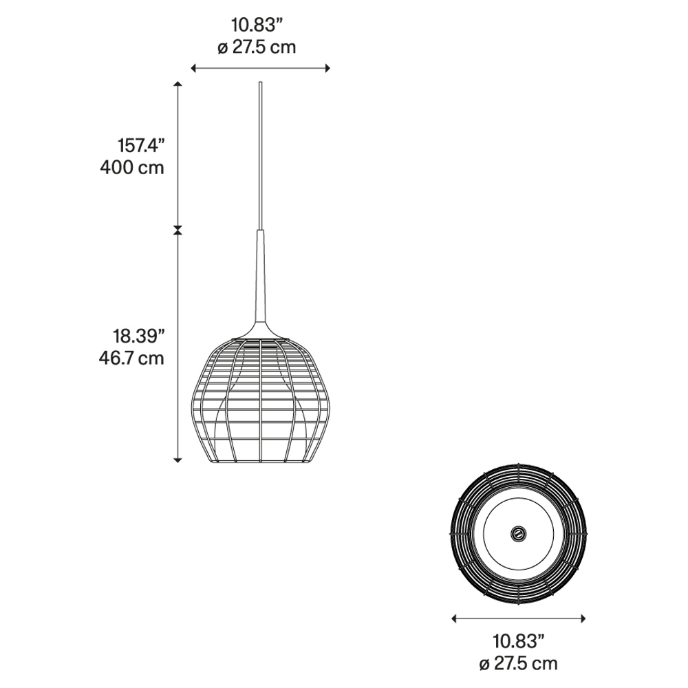 Cage Small Pendant - Black, White