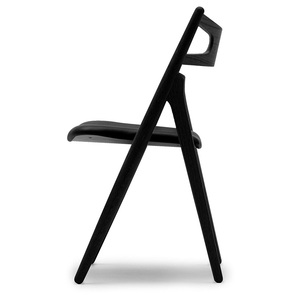 CH29P Dining Chair - Leather Thor 301, Black Painted Oak