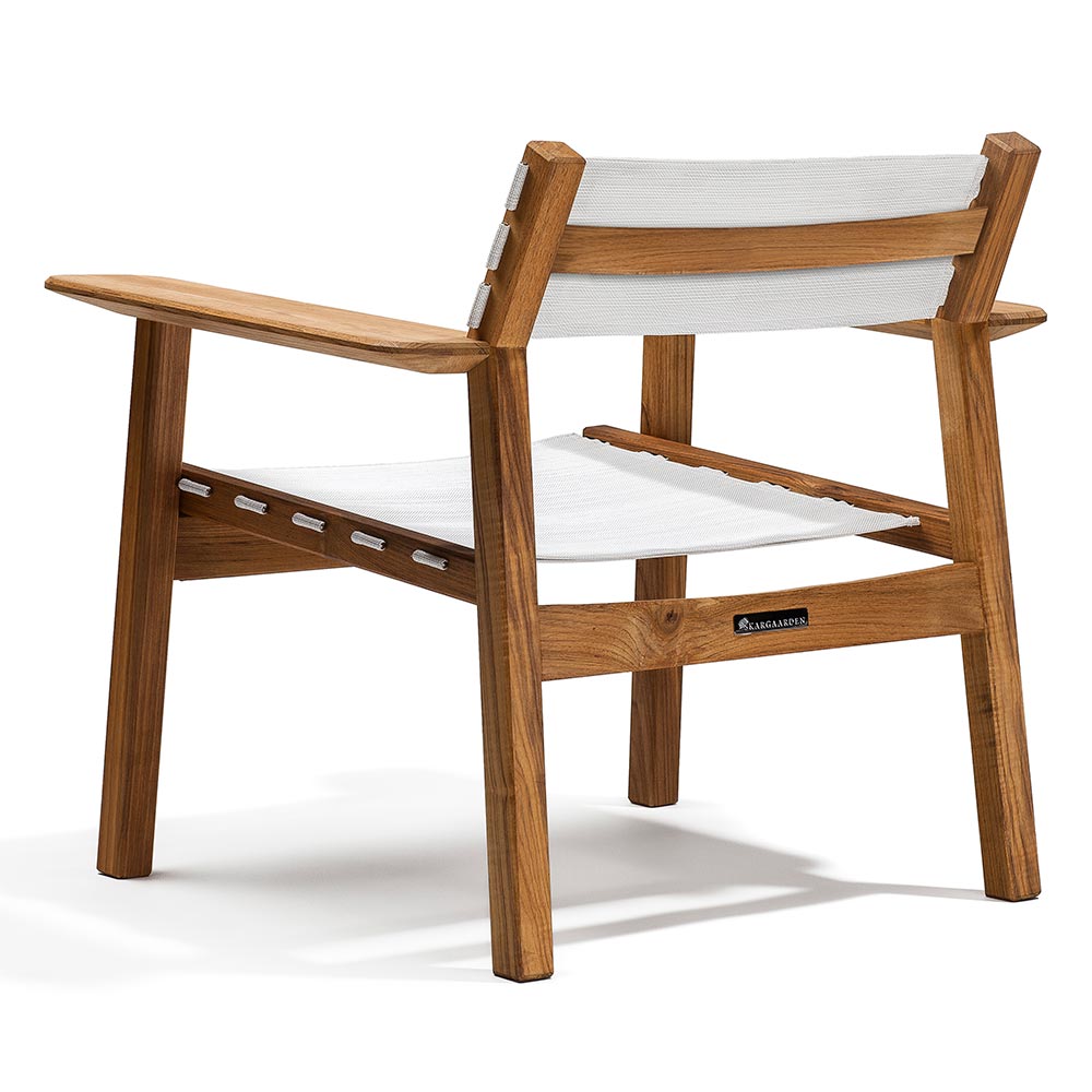 Djuro Outdoor Lounge Chair - White Fabric, Teak