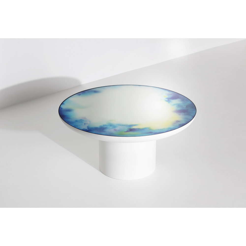 Francis Large Round Mirror Coffee Table - White