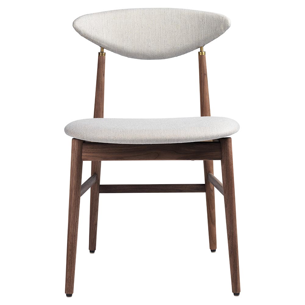 Gent Fully Upholstered Dining Chair - Sinequanon, American Walnut Oiled, Antique Brass | Rouse Home
