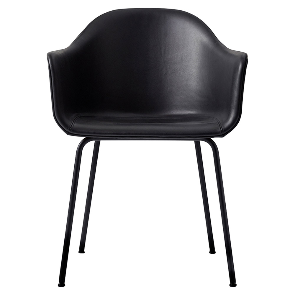 Harbour Dining Chair - Dakar Black Leather, Black Steel Base