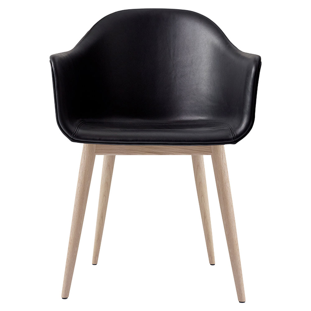 Harbour Dining Chair - Dakar Black Leather, Natural Oak Base