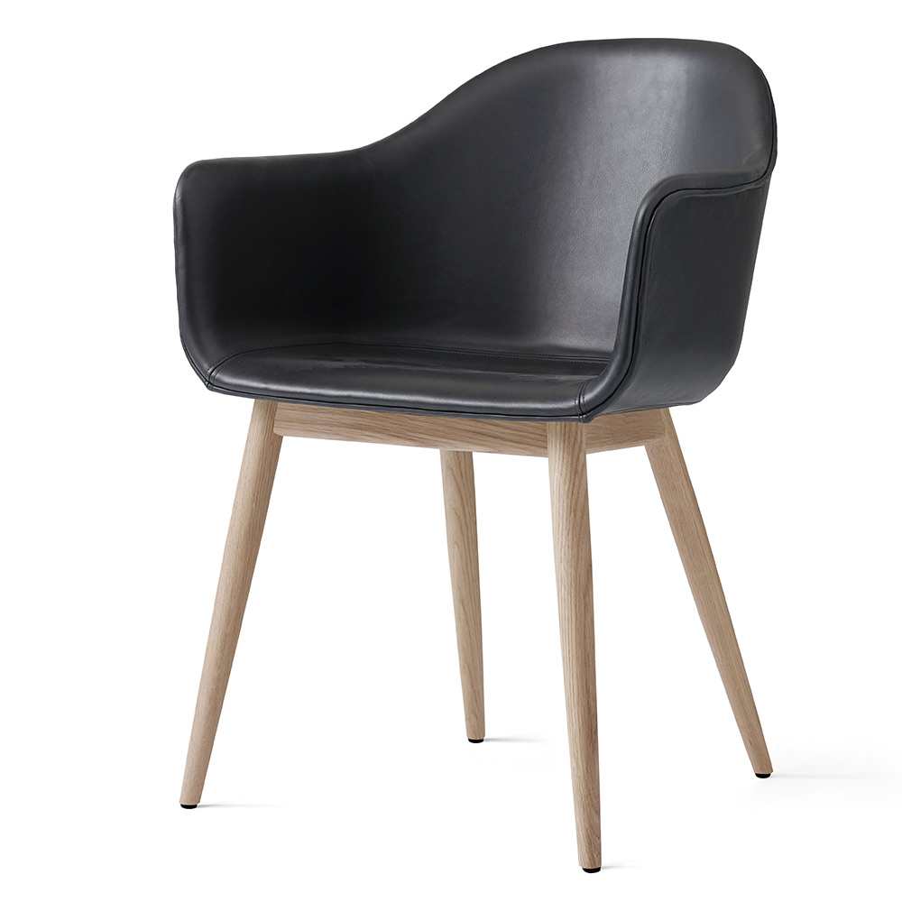 Harbour Dining Chair - Dakar Black Leather, Natural Oak Base