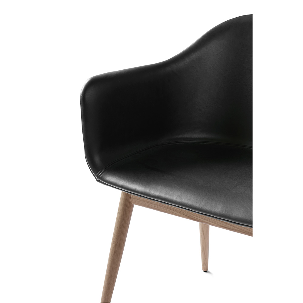 Harbour Dining Chair - Dakar Black Leather, Natural Oak Base