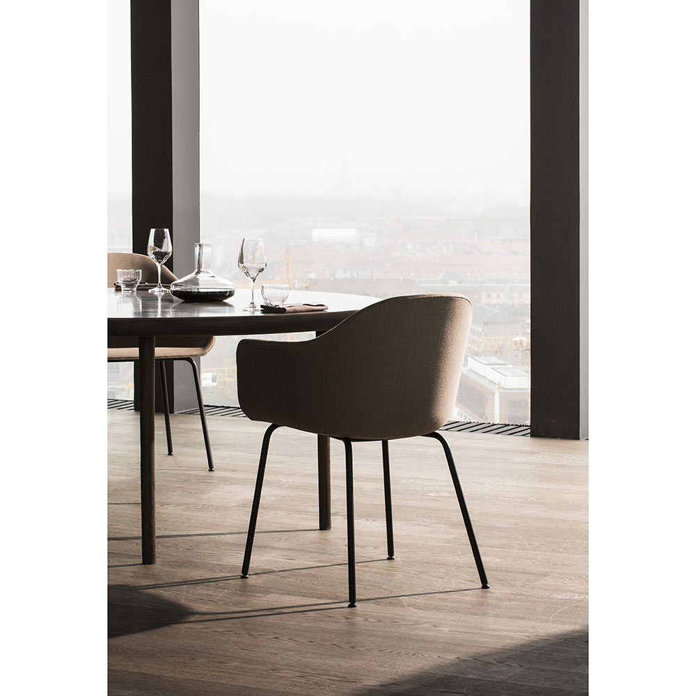 Harbour Dining Chair - Sandy Brown Remix 2, Black Steel Base