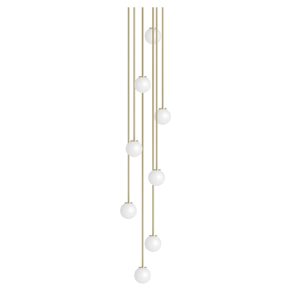 Mezzo Cluster Pendant - Satin Brass, Opal Glass Shade