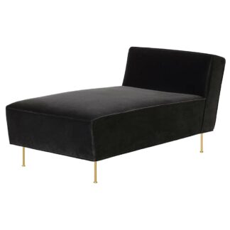 Modern Line Chaise Lounge Sofa - Gray Velvet, Brass