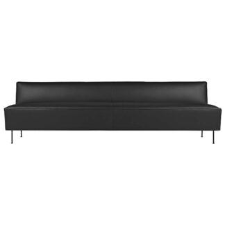 Modern Line Sofa - Black Leather, Black