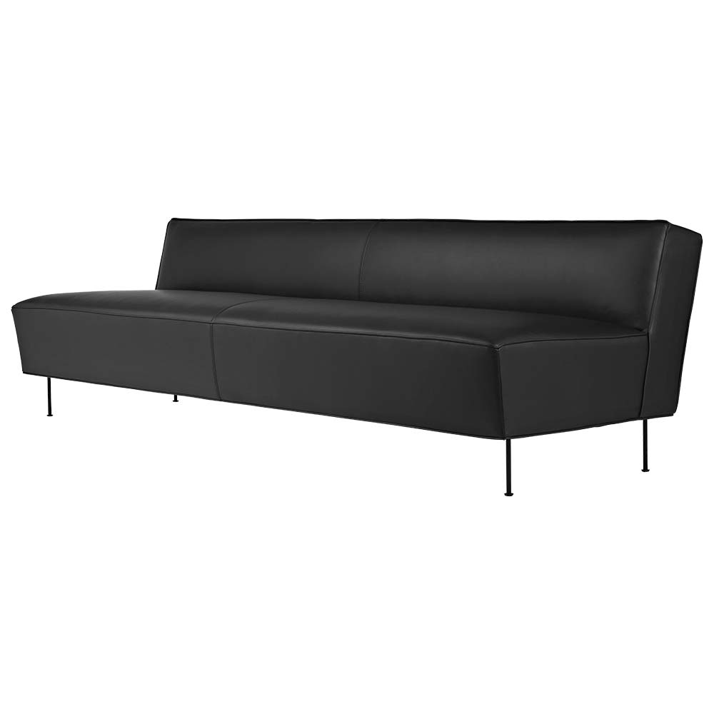 Modern Line Sofa - Black Leather, Black | Rouse Home