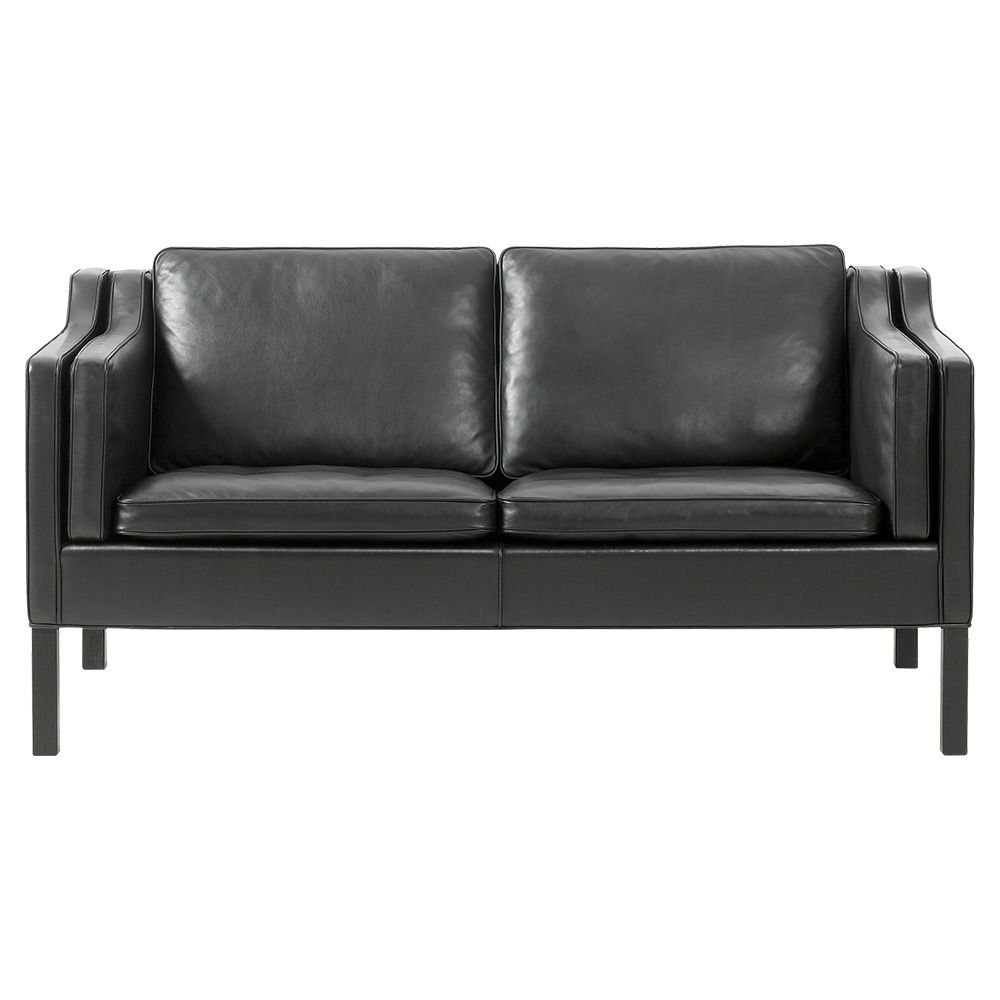 Mogensen 2212 2 Seater Sofa - Leather, Black Oak | Rouse Home
