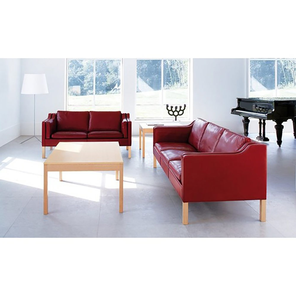 Mogensen 2212 2 Seater Sofa - Leather, Black Oak | Rouse Home