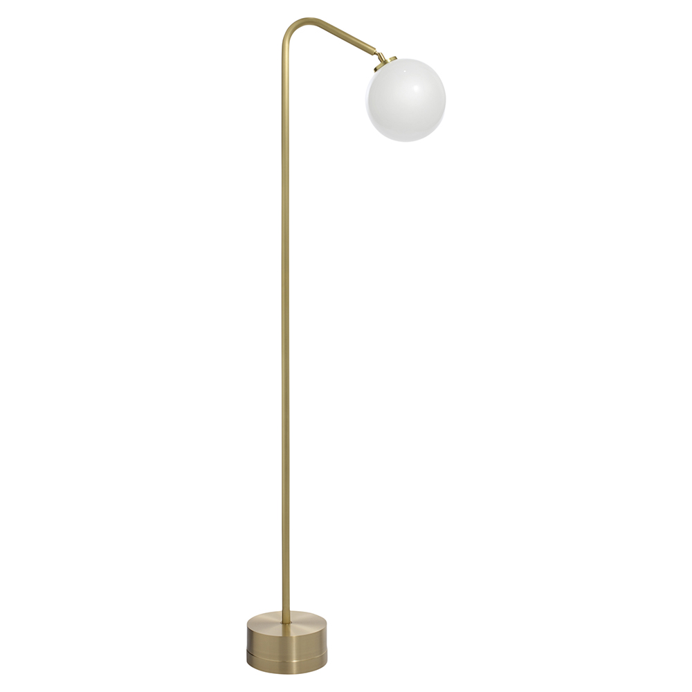 Oscar Floor Lamp - Satin Brass, Opal Glass Shade