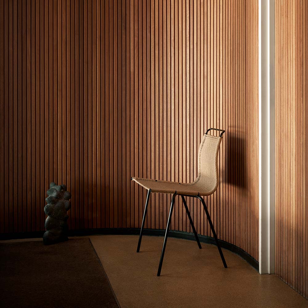 PK1 Dining Chair - Natural Paper Cord, Black Steel