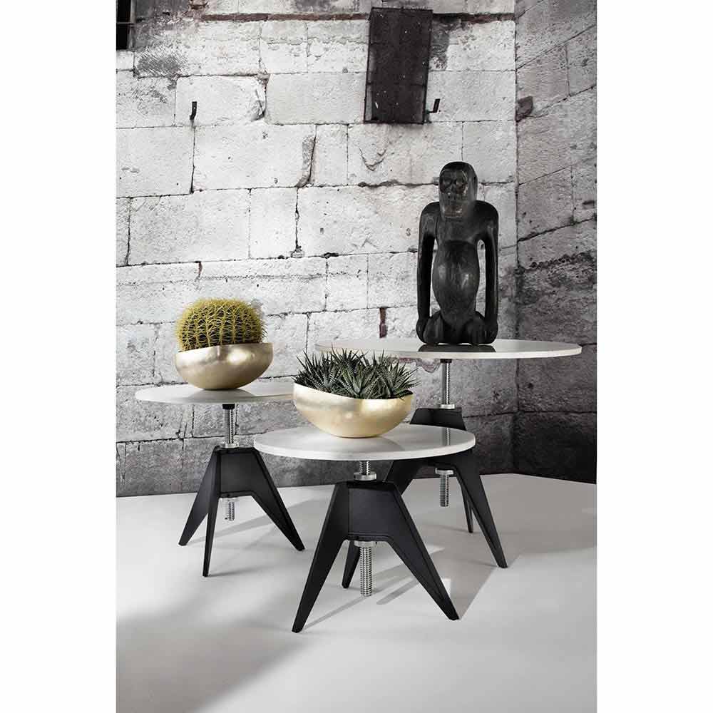 Screw Small Round Cafe Table - White Marble