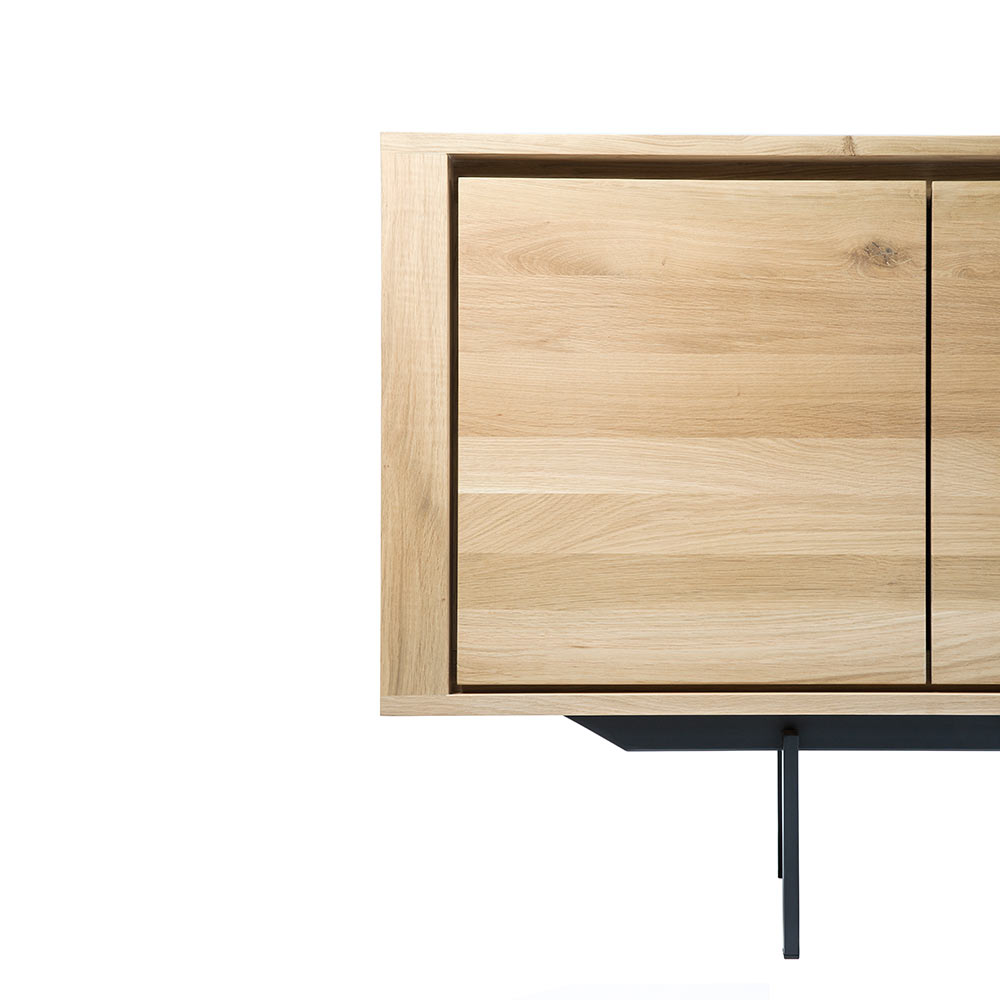 Shadow Sideboard - 1 Door, 3 Drawers, Oak, Black Metal Legs | Rouse Home