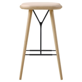 Spine Bar Stool - Leather, Lacquered Oak