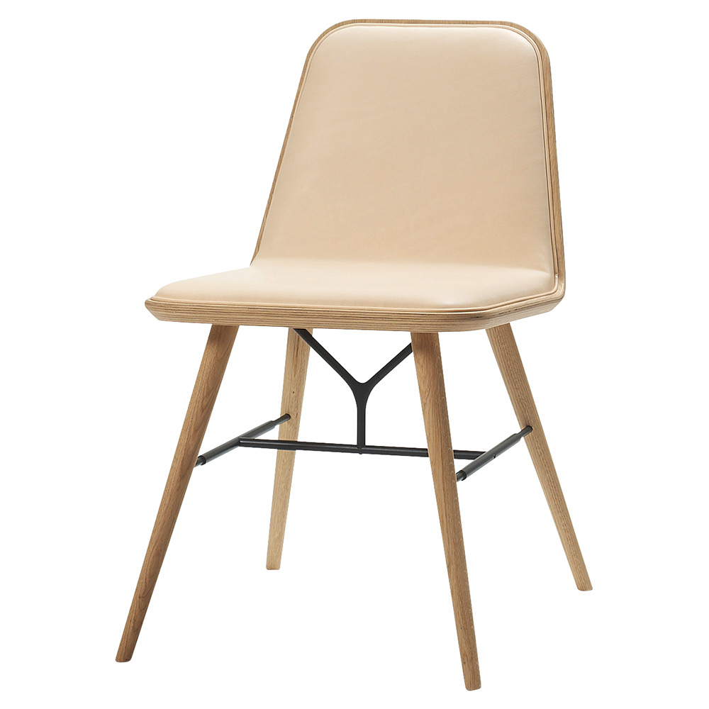 Spine Dining Chair - Leather, Lacquered Oak