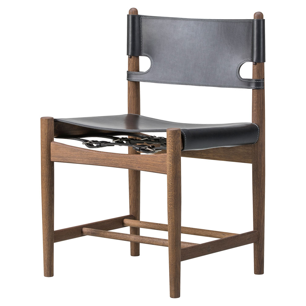 The Spanish Dining Chair - Black Leather | Rouse Home