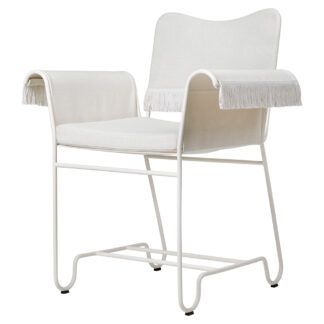 Tropique Dining Chair With Fringes - Leslie 06, White Base