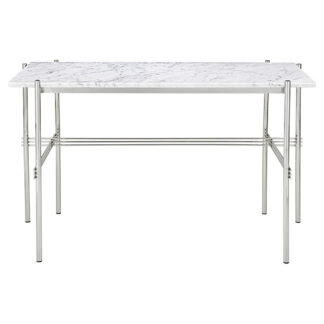 TS Desk - White Marble, Polished Steel