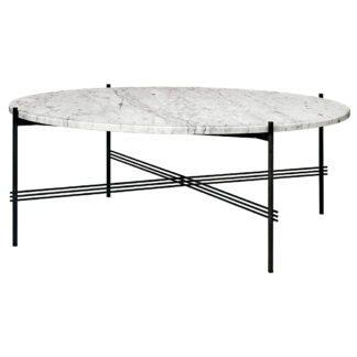 TS Round Coffee Table Large - White Marble, Black