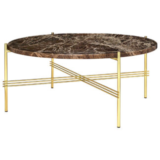 TS Round Coffee Table Medium - Brown Marble, Brass