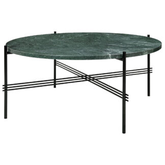 TS Round Coffee Table Medium - Green Marble, Black
