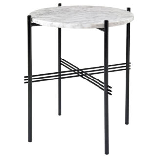 TS Side Table - White Marble, Black