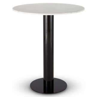 Tube Bar Table - White Marble Top, Black Base