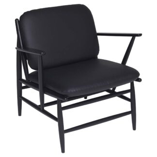Von Lounge Armchair - Black Leather Cushion, Black Frame