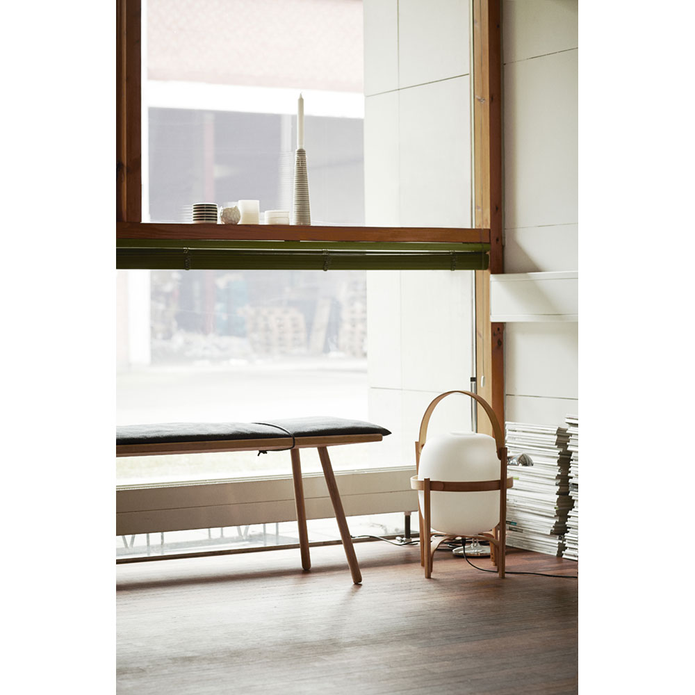 Georg Bench - Black Colored Oak, Light Gray