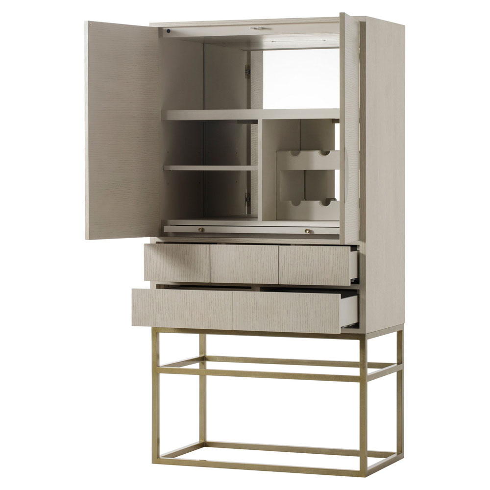Sonder Living Louis High Cabinet Light Red Wine Liquor Cabinets